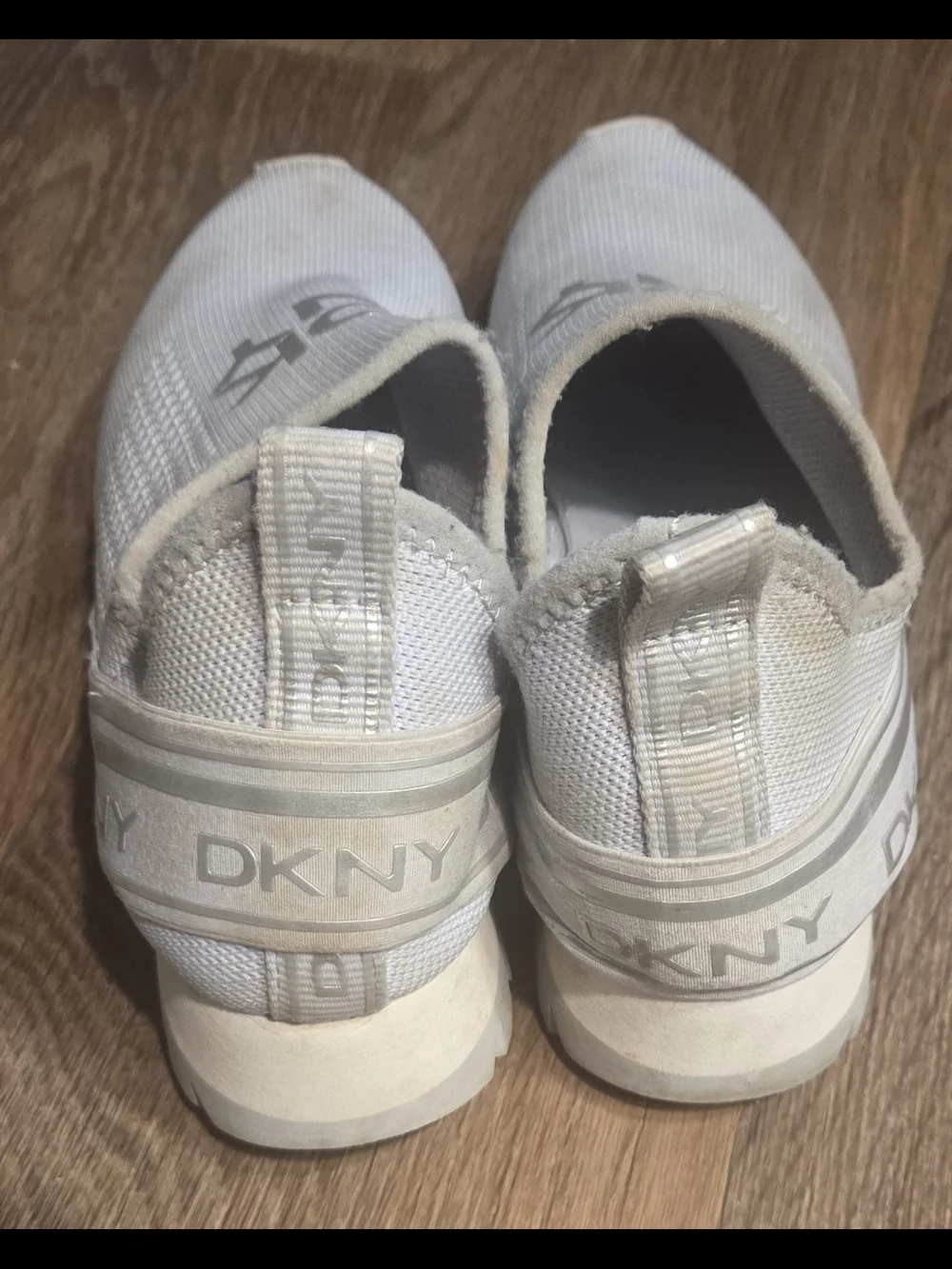 DKNY Women's Slip-On Knit Athletic Sneakers in White